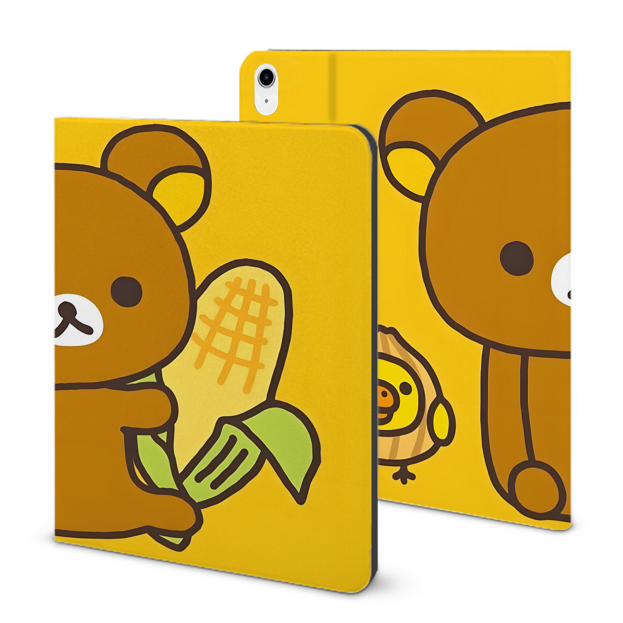 （画像用） リラックマ リラックマ キイロイトリ Rilakkuma Korilakkuma Kiiroitori IPad ケース ブック型 PUレザー TPU 耐衝撃 軽量 薄型 ペン収納なし 全面保護 IPad 各モデル対応